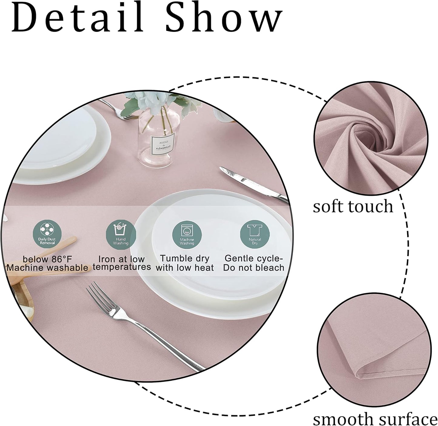 Fitable Square Tablecloth 54x54 inch Tablecloth Stain and Wrinkle Resistant Washable Polyester Table Cloth for Buffet Parties and Camping, Blush