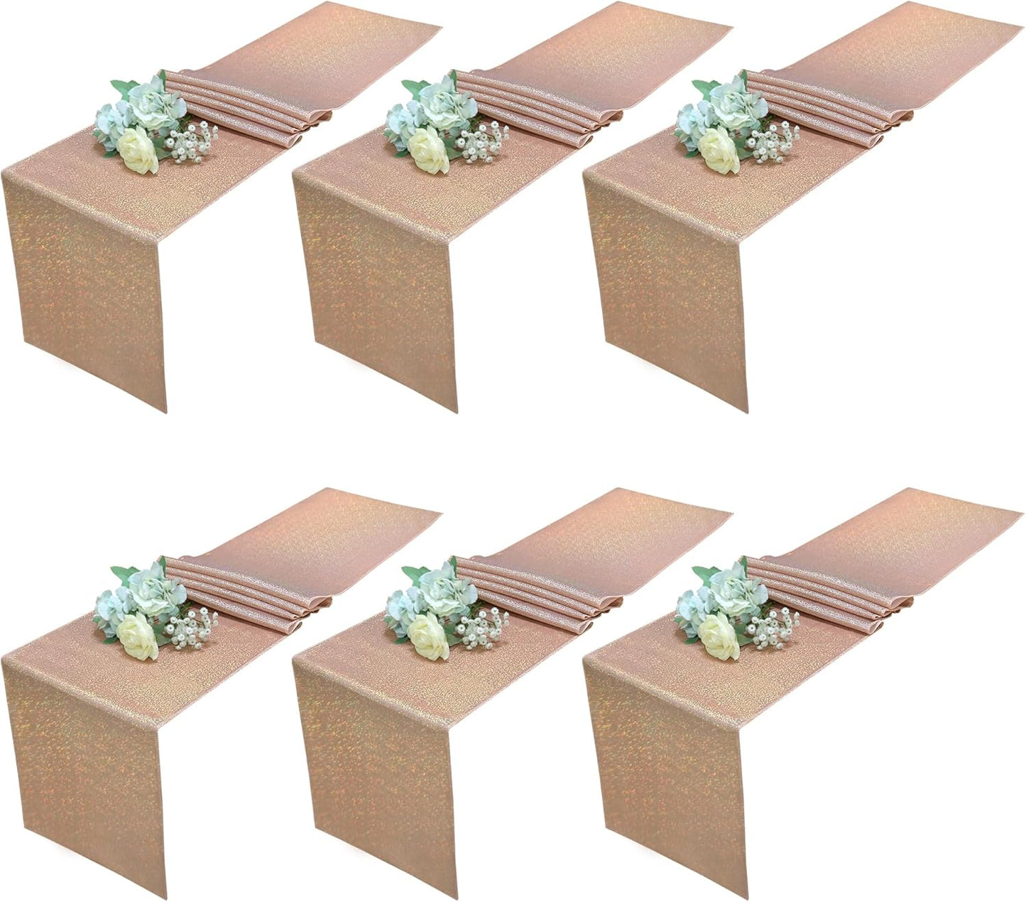 Fitable Sequin Rose Gold Table Runners, Pack of 6-12 x 108 Inch - Sparkle and Glitter Fabric Table Decorations for Event Party, Birthday, Dining