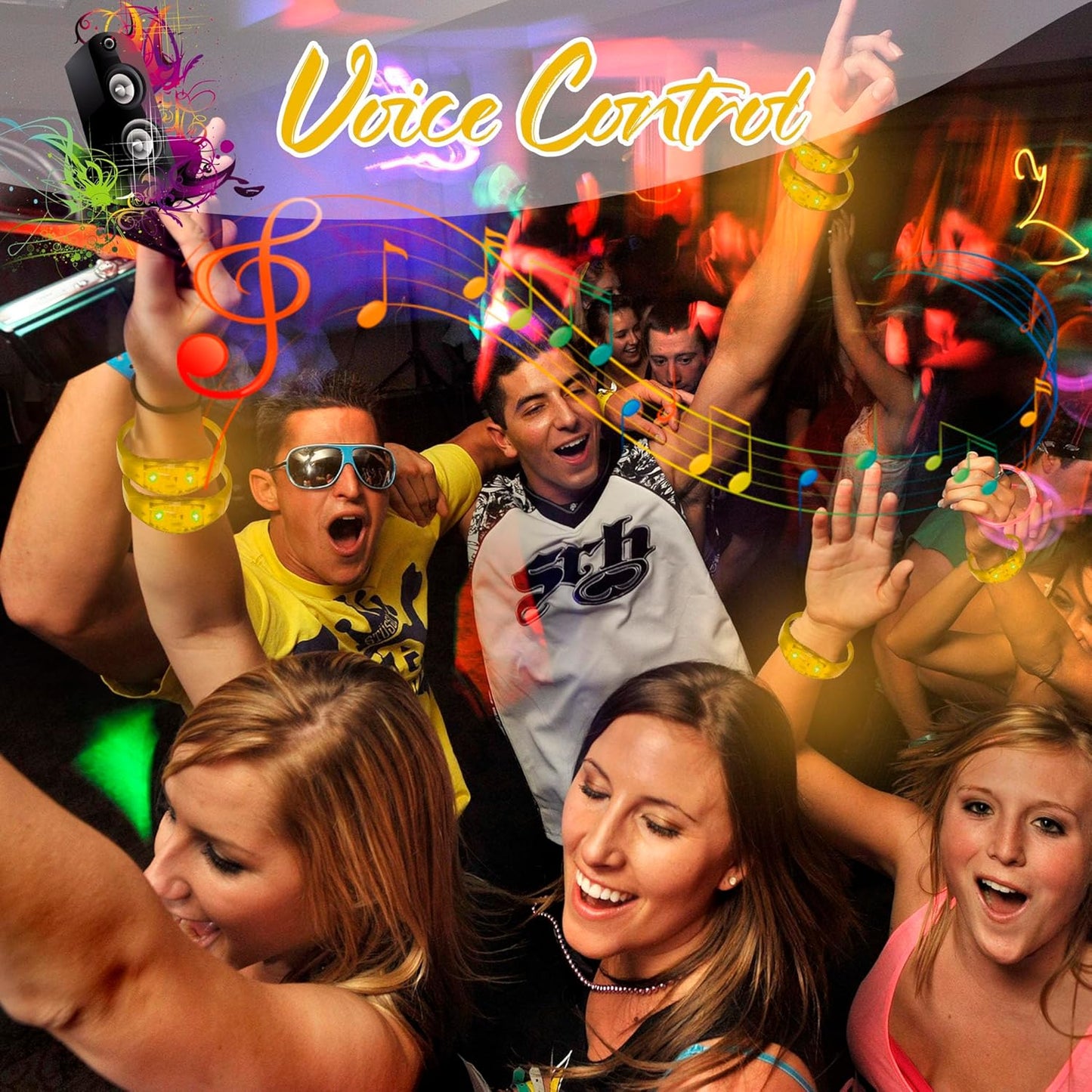 100 Pcs LED Bracelets Sound Activated with Flashing LED Strobe Music Control Light Up Bracelets for Rave, Game Prizes, Birthday Party Favor,Valentine's Day gift