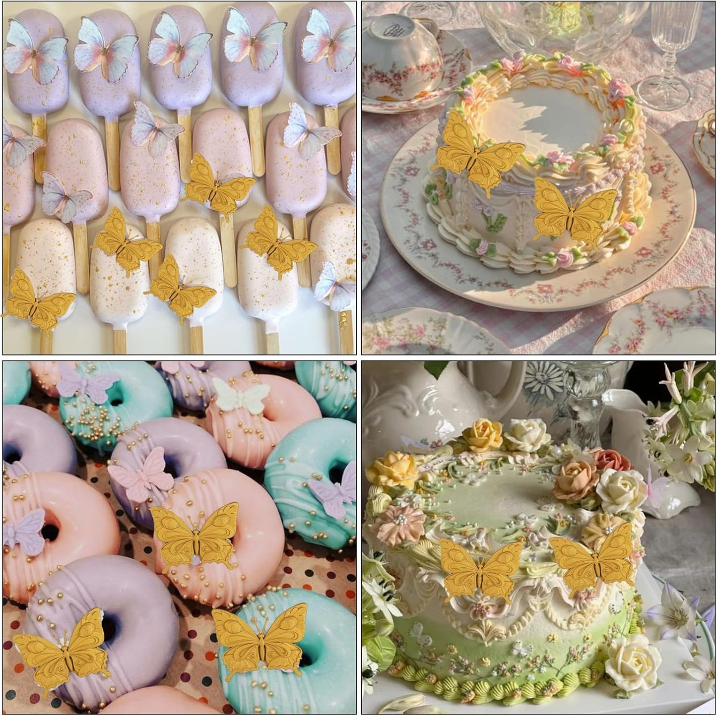 1 Pcs Exquisite Butterfly Fondant Moldfor Cake Decoration, Butterfly Chocolate Silicone Mold Surface Non-Stick Easy to Demould, for Baking Candy Flower Paste Dough Clay Projects Resin Pendants