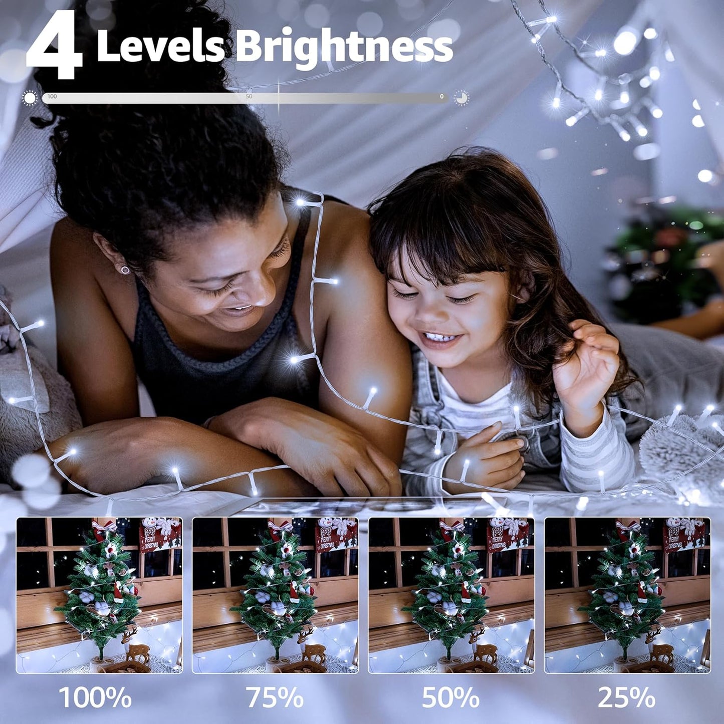 1000 LED 328 FT Christmas Light Outdoor, 8 Lighting Modes White String Lights with Remote, Christmas Lights for Outside Classroom Wedding Party Decor