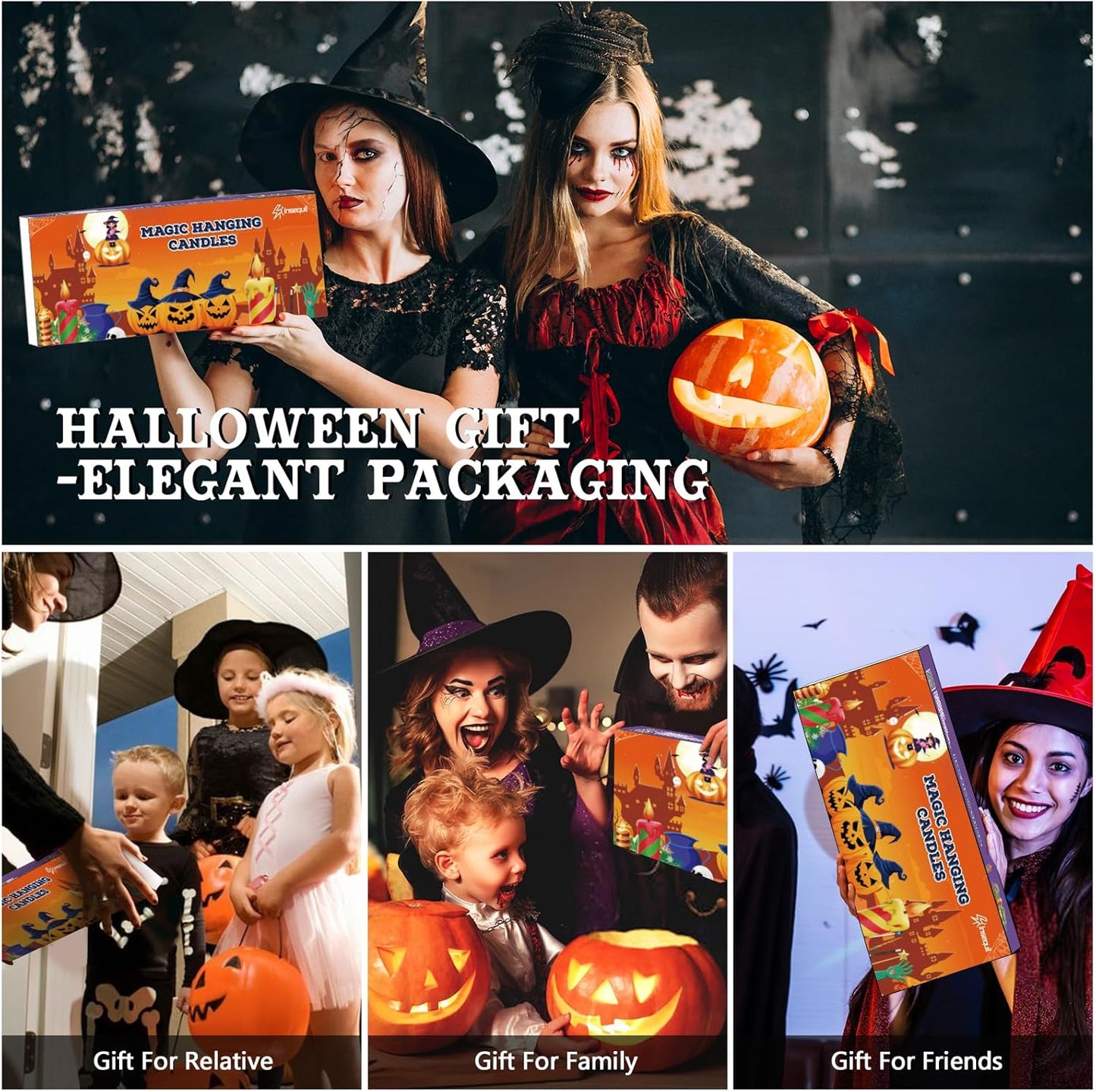 Floating Candles with Wand Remote, 20 Pcs Magic Halloween Hanging Candles, Flickering Warmer Light Flameless LED Candles with DIY Sticker, Battery Operated Halloween Decorations Gifts Indoor (20)