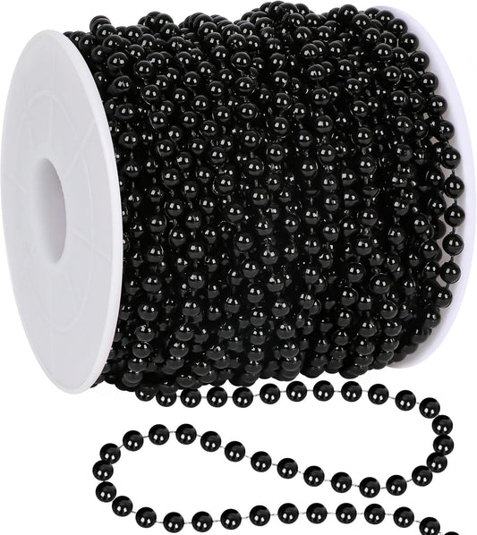100 Feet Garland for Christmas Tree, Black Christmas Beads Decorations, Xmas Tree Decorations Artificial Pearl Garland Chain for Home Fireplace Curtains Decor Xmas Party Decor