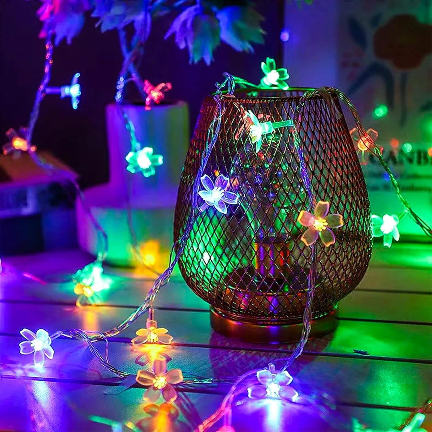 Flower Fairy String Lights, 33ft 100 LED Cherry Blossom Plug in Easter Christmas Tree Hanging Décor Lamp, Garden Bedroom Indoor Decorations for Fence, Wedding Birthday Party (Multicolor)