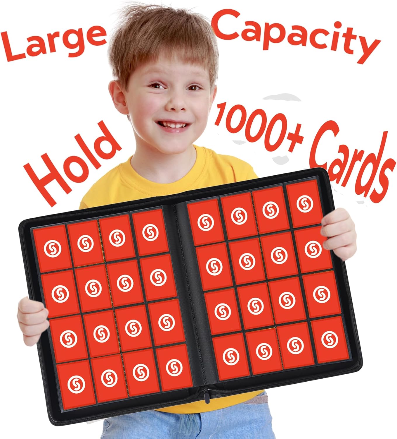 1000+ Pockets Trading Card Binder, Premium 16 Pocket Card Binder, Ringless Side Loading Collection Album Holder Folders for MTG, TCG, Game Cards & Sports Cards (Red)