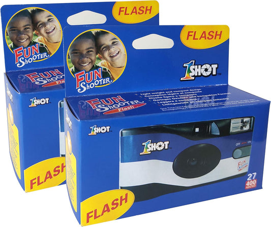 1 Shot Disposable Camera – 35mm One-Time-Use Camera – Single Use Camera with Flash – ASA/ISO 400 Color Film – 27 Exposures – Film Camera Disposable for Party, Wedding, Travel – 2-Pack