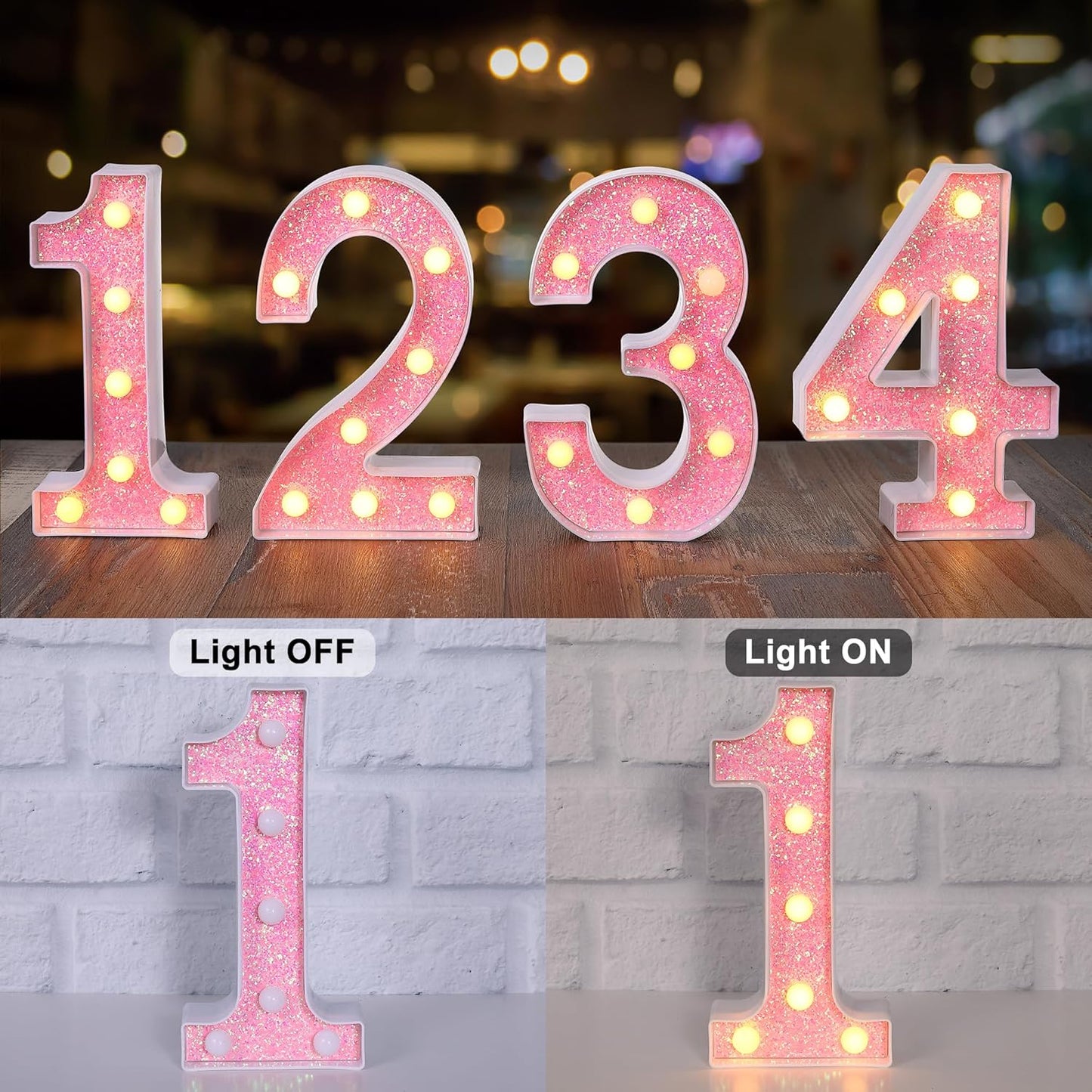 Foaky Pink Light up Letters，Pink Party Decorations,Girls Room Decor,Glitter Marquee Numbers,Alphabet Letter Sign for Night Light Birthday Party Girls Gifts, Home Bar Decoration (3)