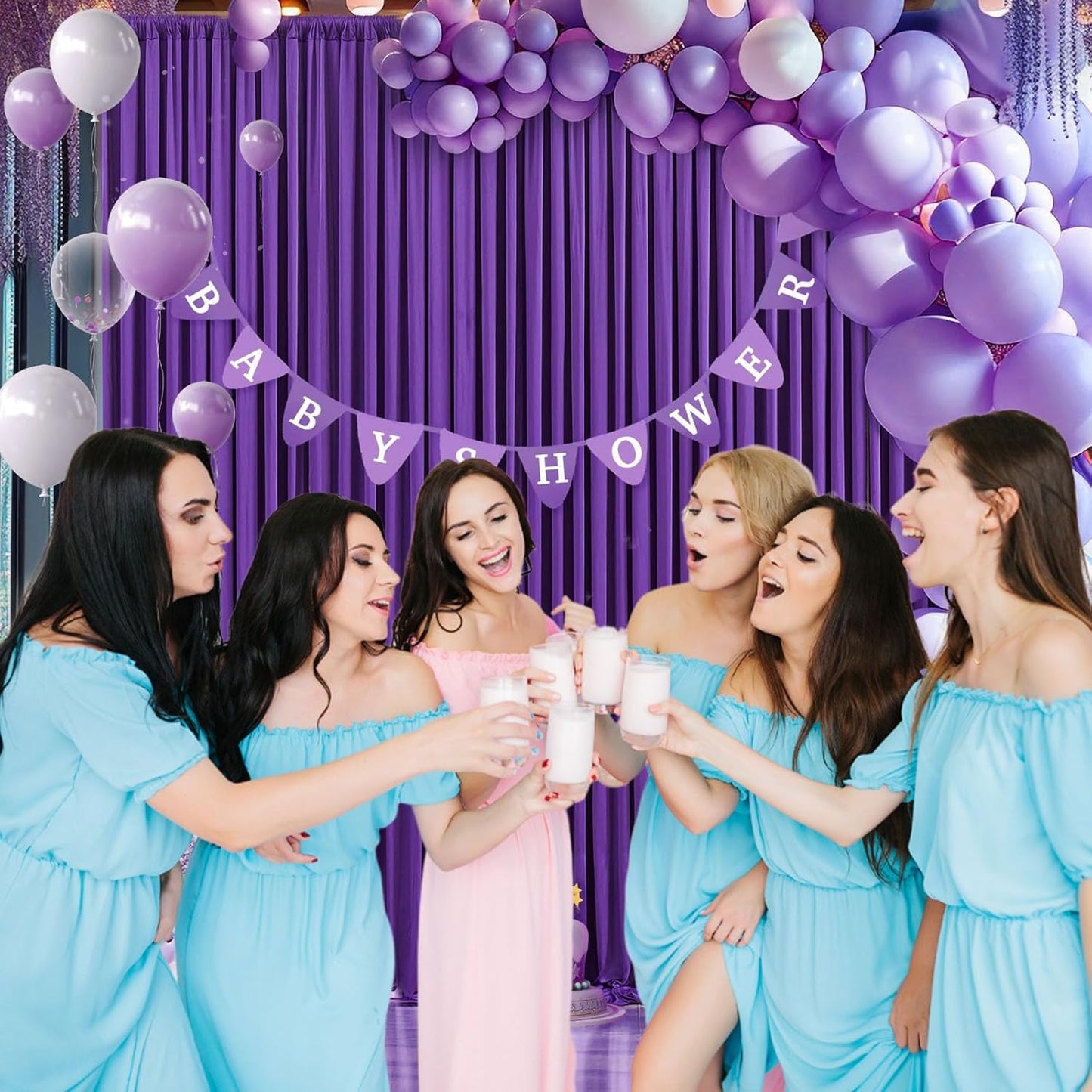 10 x 10 Feet Purple Backdrop Curtain for Partie, Background Curtains for Photoshoot, Birthday, Wedding, Halloween, Thanksgiving, Christmas Day, New Year Party Decorations 5Ft x 10Ft, 2 Panels