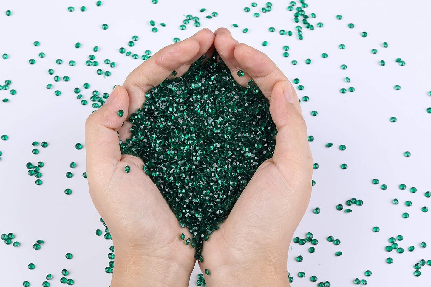 10000 pcs/Pack Wedding Table Scatter Confetti Crystals Acrylic Diamonds Vase Fillers 4.5 mm Rhinestones for Wedding, Bridal Shower, Vase Beads Decorations (Dark Green)