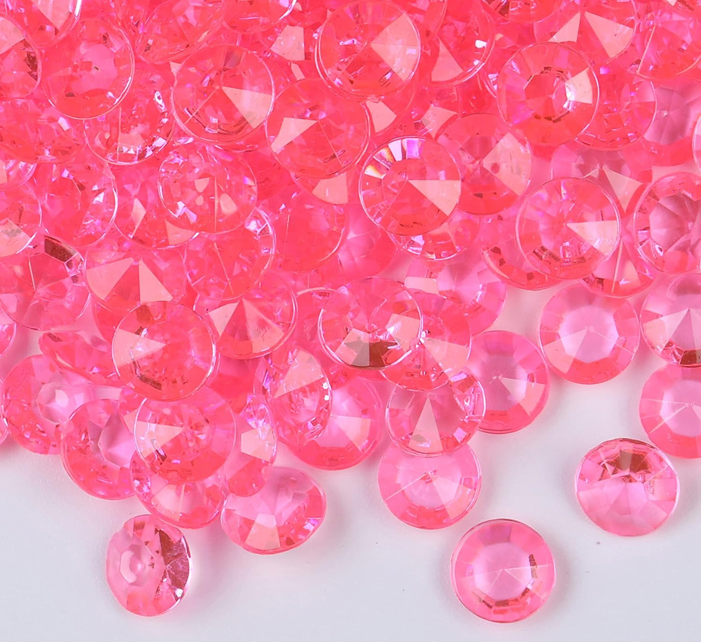 1000pcs/ Pack Wedding Table Acrylic Diamond Scatter Crystals Confetti Acrylic Gems Vase Fillers Rhinestones for Wedding, Bridal Shower, Vase Beads Decorations (10mm, Deep Pink)