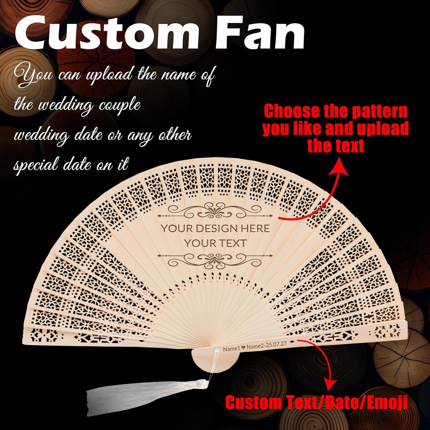 10 PCS Custom Fans Personalized Folding Fans for Line Dancing Wooden Hand Fan Wedding Favors Gift for Guests Personalized Fans for Events