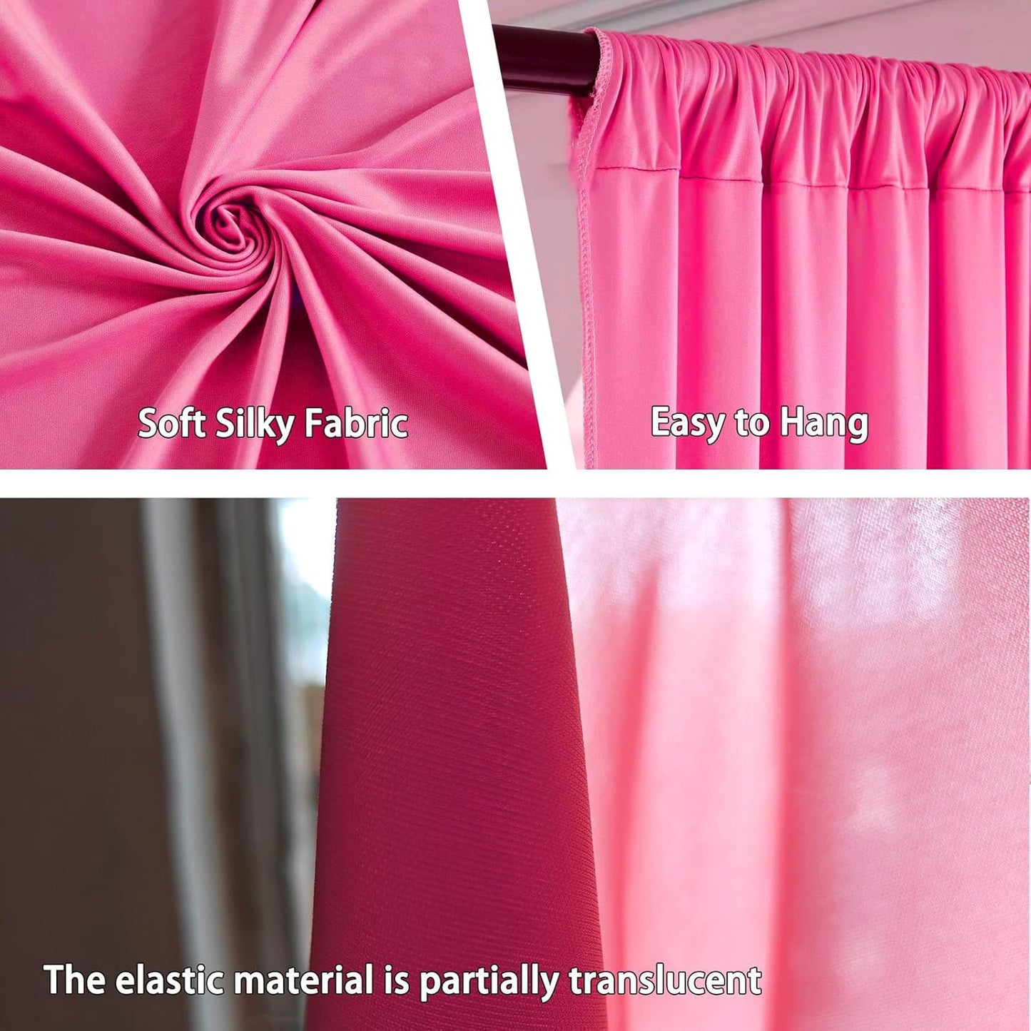 10 x 10 Feet Pink B Backdrop Curtain for Partie, Background Curtains for Photoshoot, Birthday, Wedding, Halloween, Thanksgiving, Christmas Day, New Year Party Decorations 5Ft x 10Ft, 2 Panels
