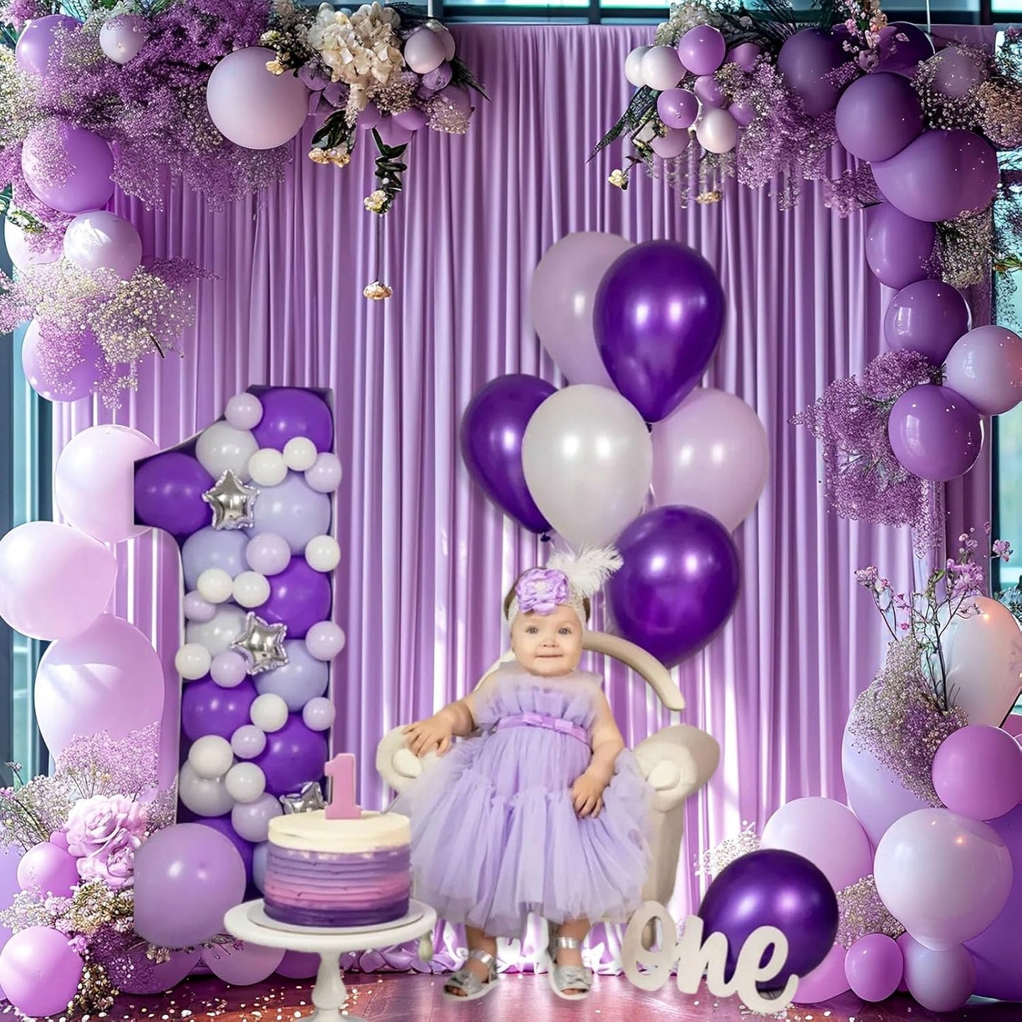 10 x 10 Feet Light Purple Backdrop Curtain for Partie, Background Curtains for Photoshoot, Birthday, Wedding, Halloween, Thanksgiving, Christmas Day, New Year Party Decorations 5Ft x 10Ft, 2 Panels