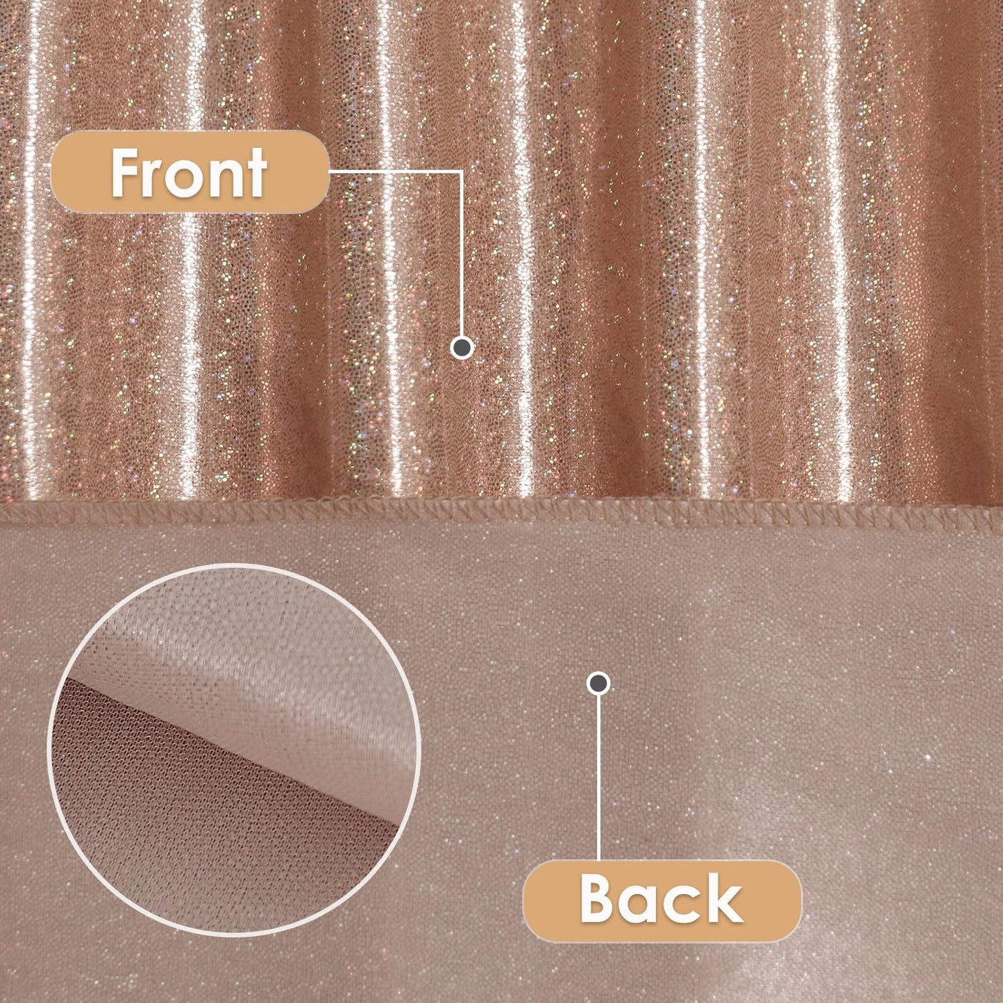 Fitable Rose Gold Sequin Tablecloth for Parties - 2 Pack, 60x102 Inch - Sparkle Glitter Rectangle Tablecloth for 8 Foot Tables, Party Table Overlays for Wedding Baby Shower Photography