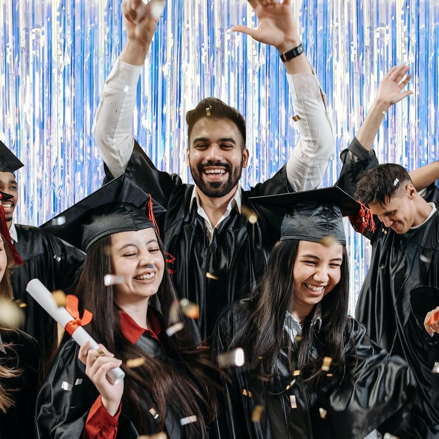 10 Pack Iridescent Party Backdrop Decorations Tinsel Curtain Birthday Decorations Foil Fringe Photo Booth Streamer Backdrop Iridescent Theme Christmas Bachelorette Graduation Party Decorations