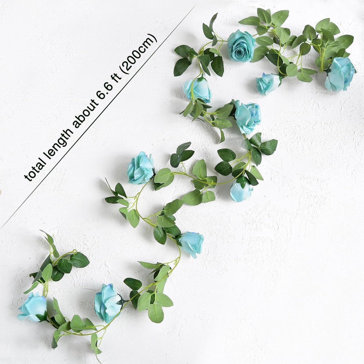 FiveSeasonStuff 29 Ft 4 Pack Rose Silk Flower Garland Artificial Flowers Decoration Hanging Floral Décor for Wedding Baby Shower Birthday Party Garden (Sky Blue)