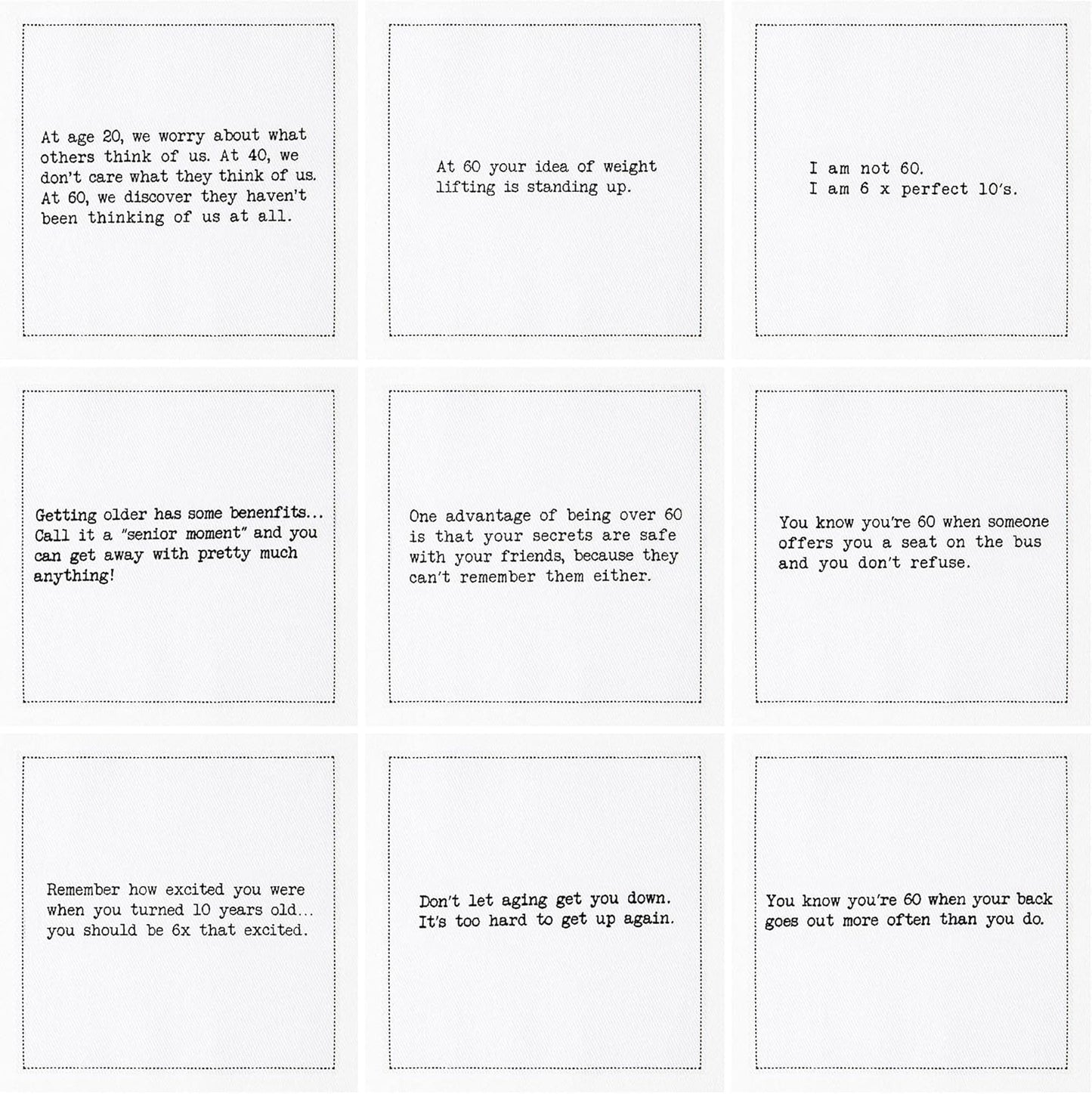 Five Star Napkins 60th Birthday Quotes White Cotton Cocktail Napkins, Beverage Napkins, Bar Napkins, Cloth Napkins, Party Napkins, Events, Holidays, Weddings, Birthdays, Disposable, 4.5" x 4.5"- (50x)