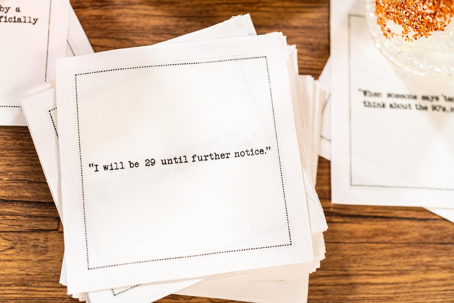 Five Star Napkins 30th Birthday Quotes White Cotton Cocktail Napkins, Beverage Napkins, Bar Napkins, Cloth Napkins, Party Napkins, Events, Holidays, Weddings, Birthdays, Disposable, 4.5" x 4.5"- (50x)