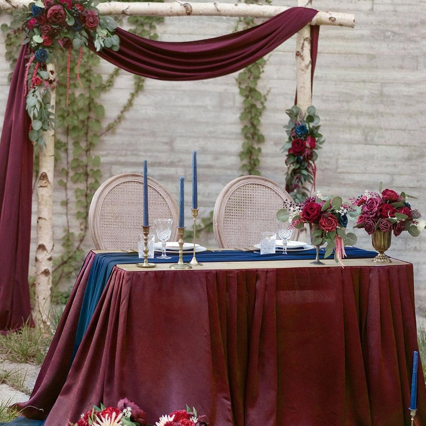 10 x 10 Feet Burgundy Backdrop Curtain for Partie, Background Curtains for Photoshoot, Birthday, Wedding, Halloween, Thanksgiving, Christmas Day, New Year Party Decorations 5Ft x 10Ft, 2 Panels