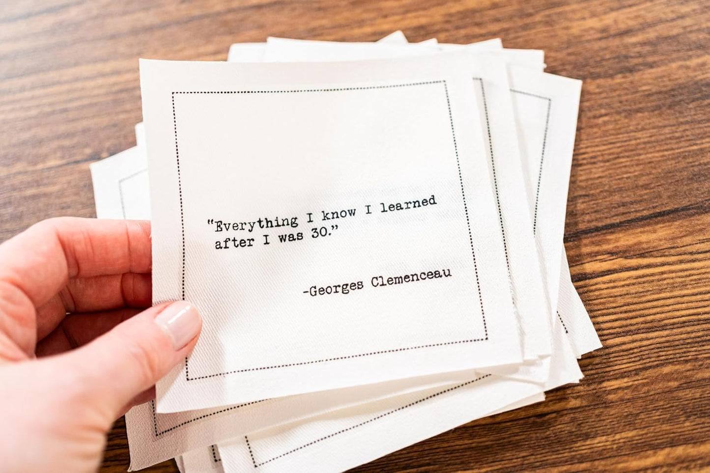 Five Star Napkins 30th Birthday Quotes White Cotton Cocktail Napkins, Beverage Napkins, Bar Napkins, Cloth Napkins, Party Napkins, Events, Holidays, Weddings, Birthdays, Disposable, 4.5" x 4.5"- (50x)