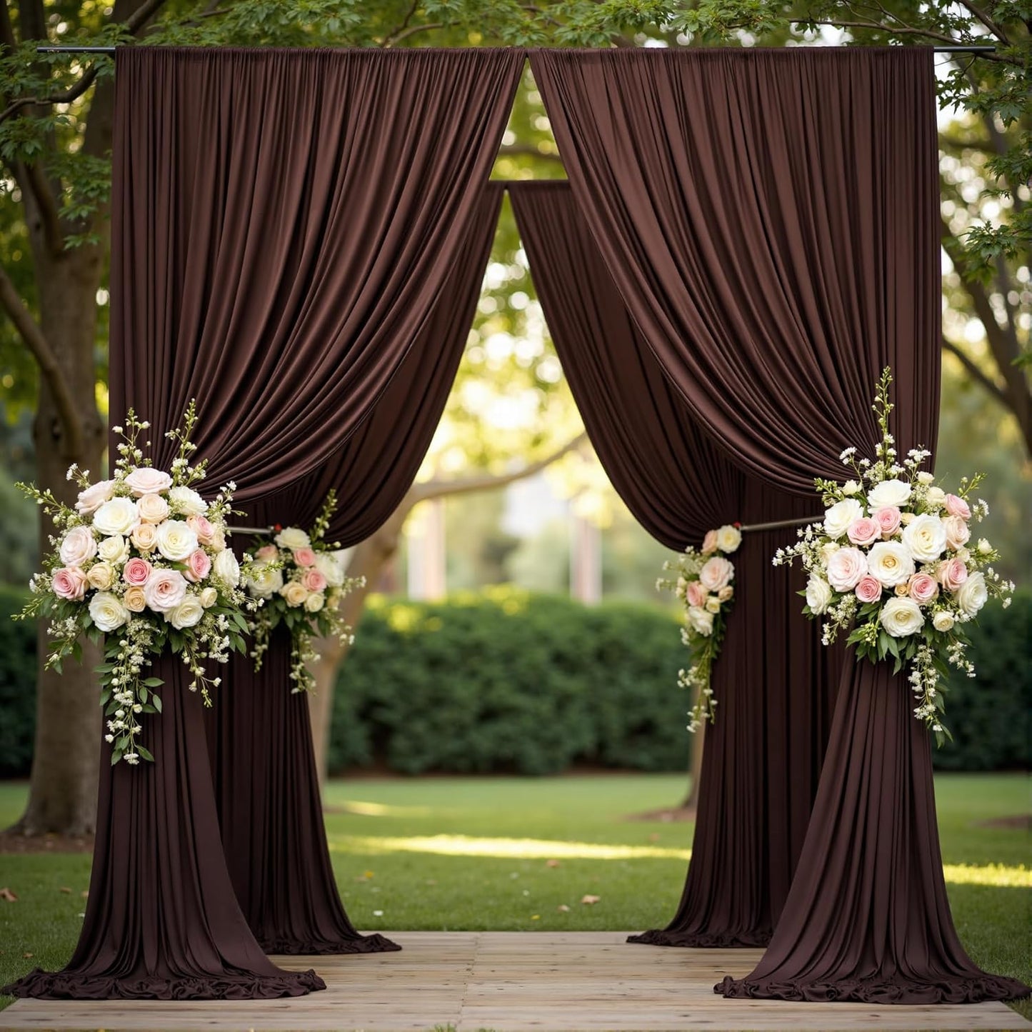 10 ft x 10 ft Wrinkle Free Brown Backdrop Curtain for Parties, Wedding Brown Photo Backdrop Drapes, Fabric 2 Panels 5x10ft for Baby Shower Photoshoot Engagement Birthday Photography Background