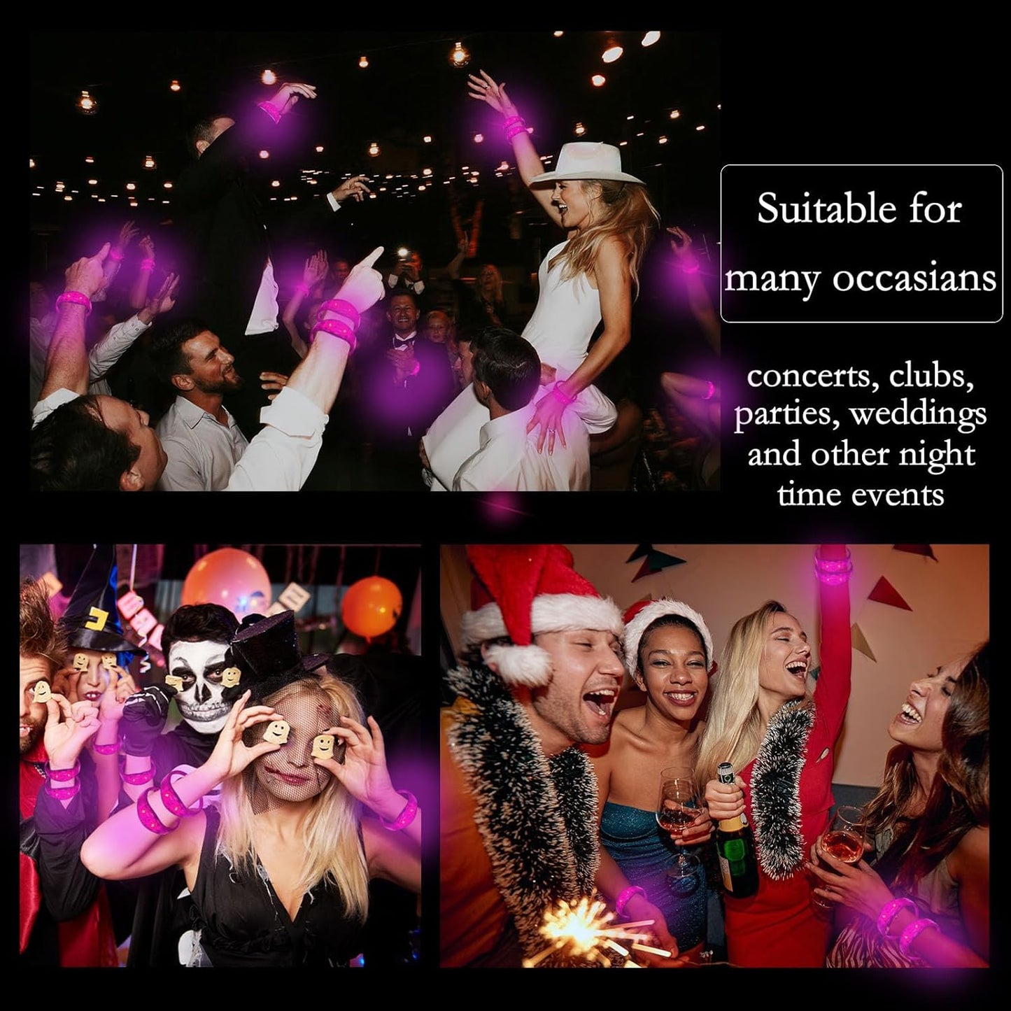 100 Pcs LED Bracelets Sound Activated with Flashing LED Strobe Music Control Light Up Bracelets for Rave, Game Prizes, Birthday Party Favor,Valentine's Day gift