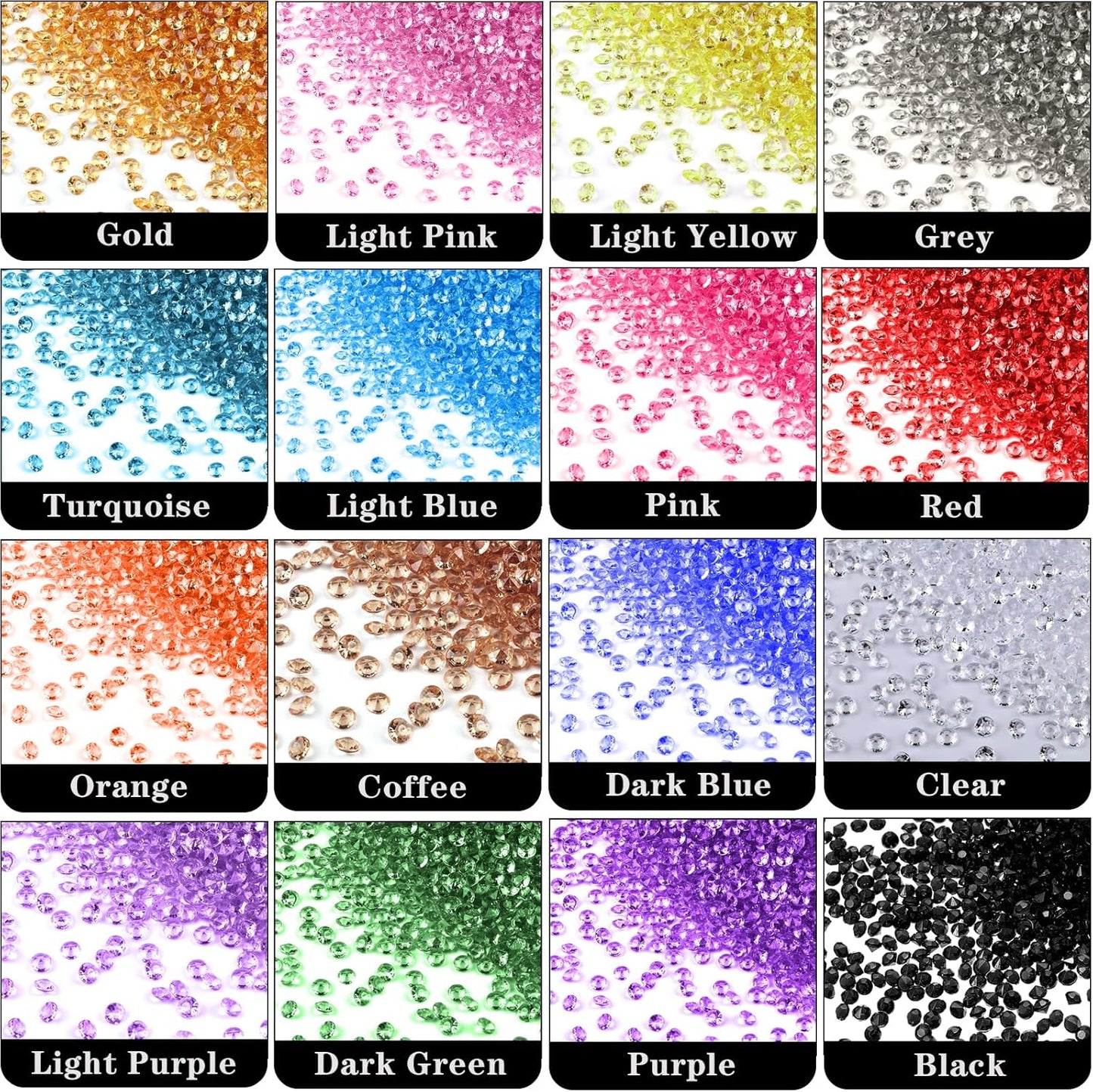 10000Pcs Crystal Acrylic Diamond Fake Gems Vase Filler, 4.5mm Faux Diamonds for Table Scatter Wedding Party, Bridal Shower, Birthday Decoration, Black